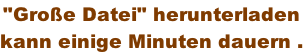 "Große Datei" herunterladen kann einige Minuten dauern .